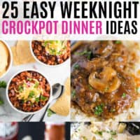 vertical collage of weeknight crock pot dinners with text