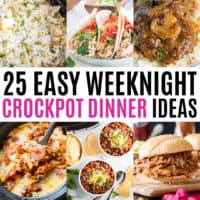 square collage of weeknight crock pot dinners with text