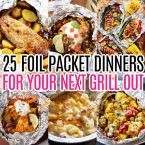 square collage of foil pack dinners with text overlay