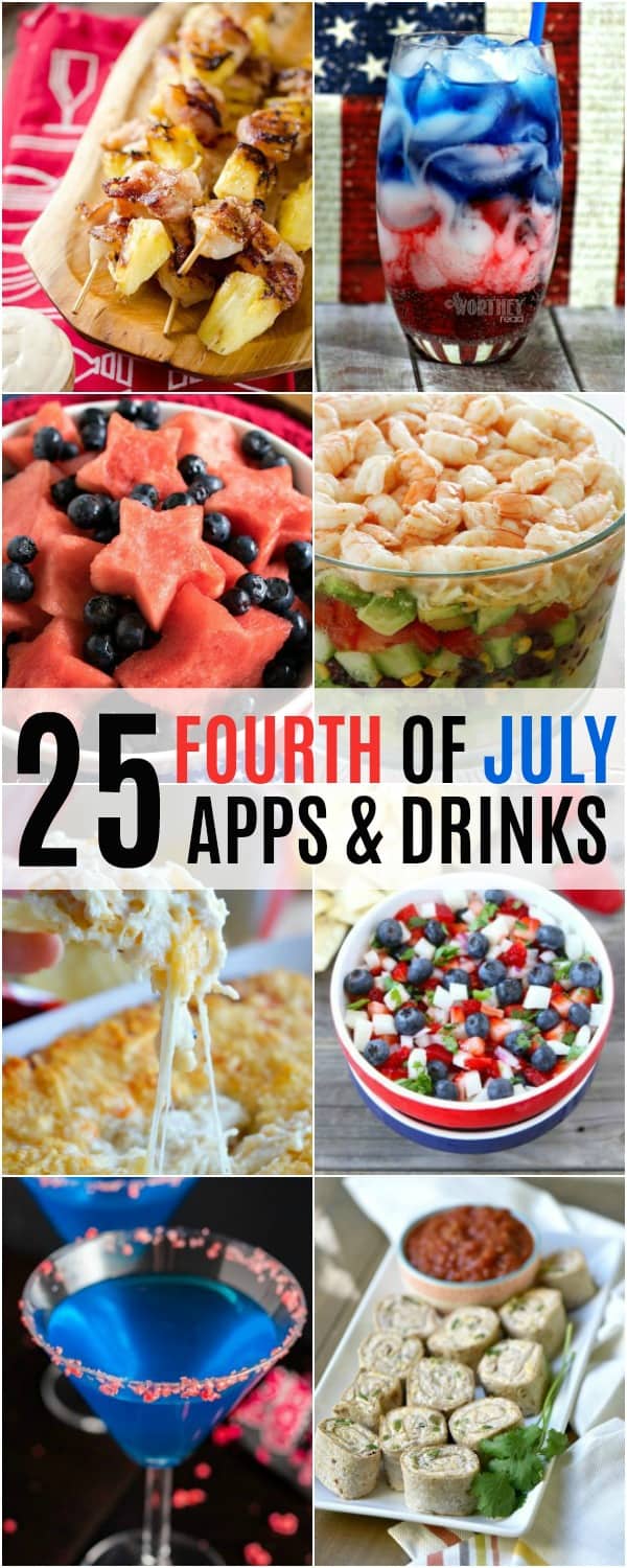 4th of july appetizers and drinks vertical collage