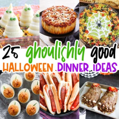 square collage of themed halloween dinner ideas