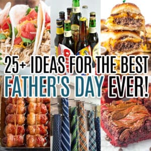 square collage of 6 father's day recipes and gift ideas with text overlay
