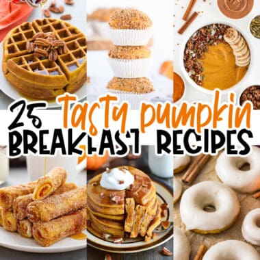 square collage of six pumpkin breakfast recipes