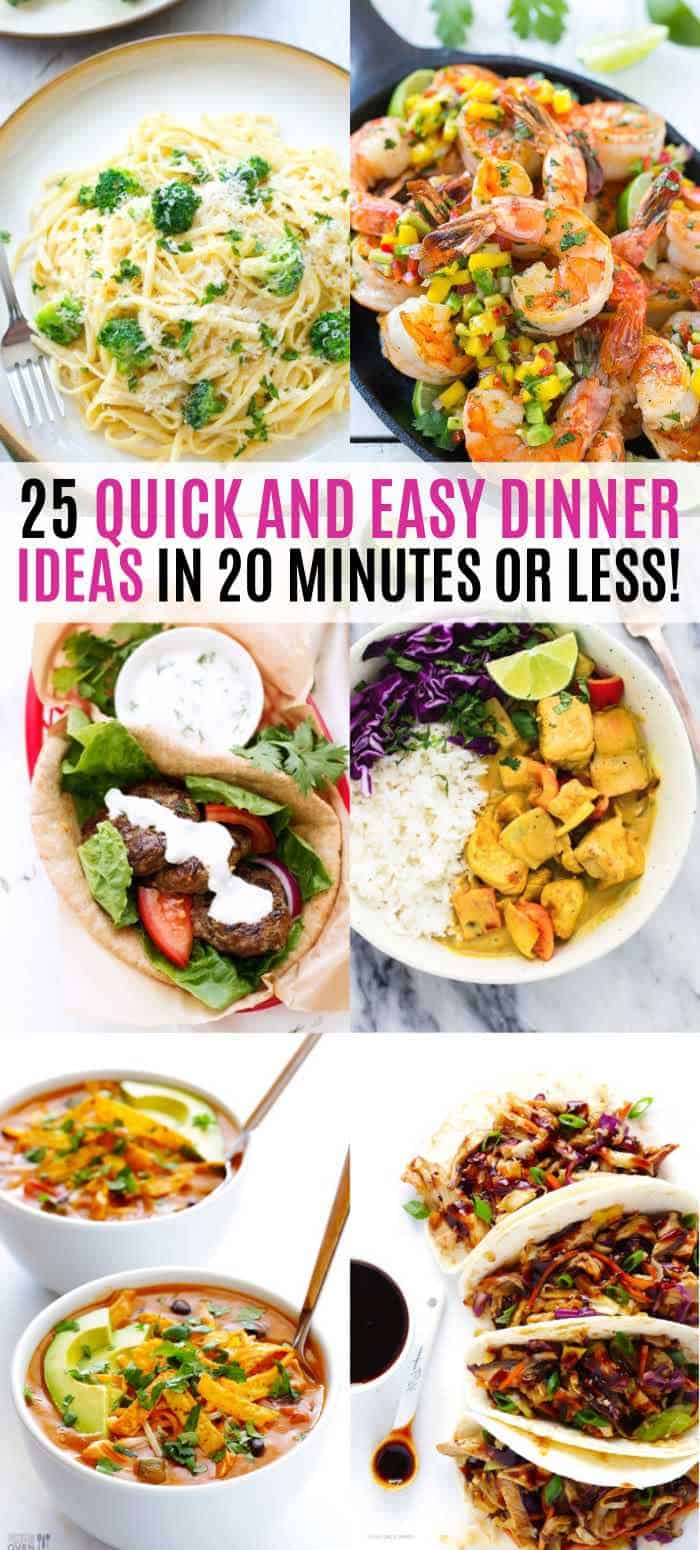 Collage of images of the recipes that take less than 20 minutes to make