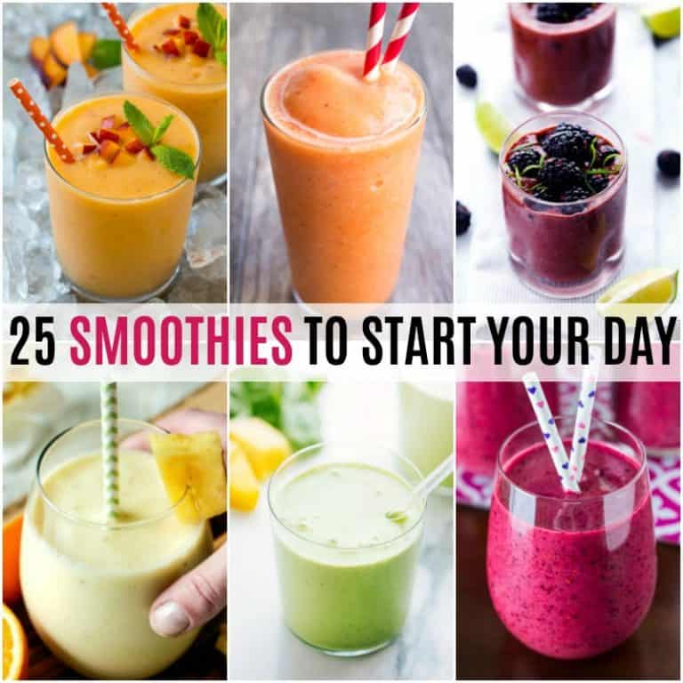 Breakfast on the go doesn't have to mean fast food.  These 25 Smoothies to Start Your Day are a quick and easy way to get your day started the right way!
