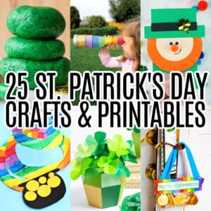 square collage of 6 st. ptracik's day crafts and printables with text overlay