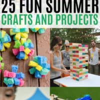 vertical collage of summer crafts, activities, and projects for the whole family