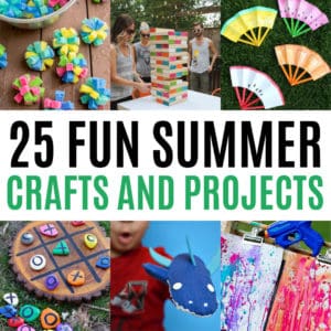 square collage of summer crafts, activities, and projects for the whole family