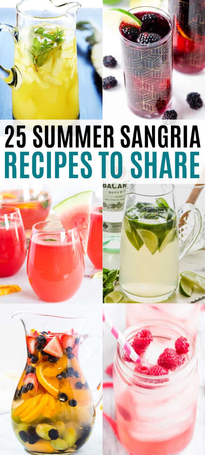 vertical collage of summer sangria recipes with text