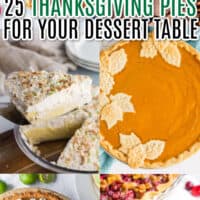 vertical collage of 6 thanksgiving pie recipes with text overlay
