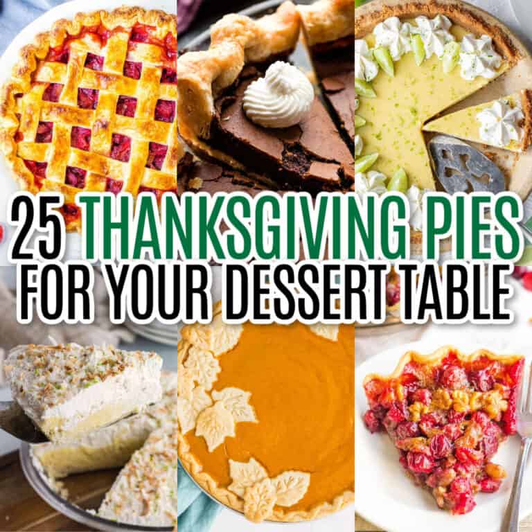 square collage of 6 thanksgiving pie recipes with text overlay