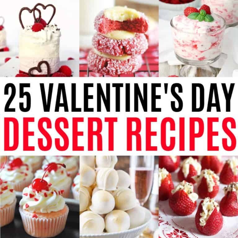 square collage of valentine's day dessert recipes with text