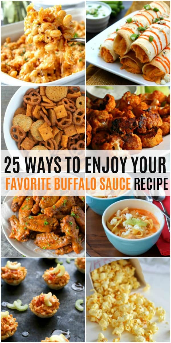 vertical collage of buffalo sauce recipe ideas