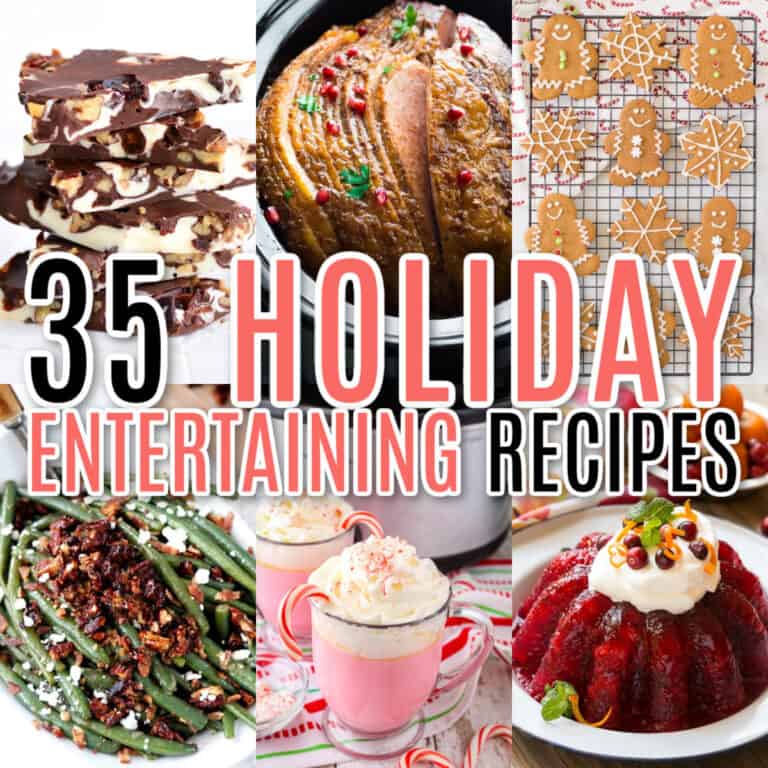 square collage of christmas and thanksgiving holiday entertaining recipes