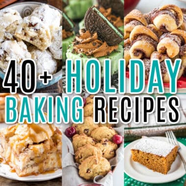 square collage of holiday baking recipes with text overlay