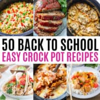 square collage of back to school crock pot recipes