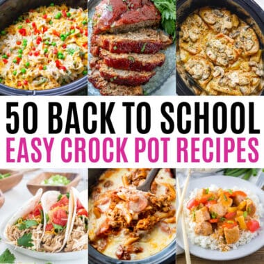 square collage of back to school crock pot recipes