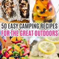 collage of 4 camping recipes with round up title in the center