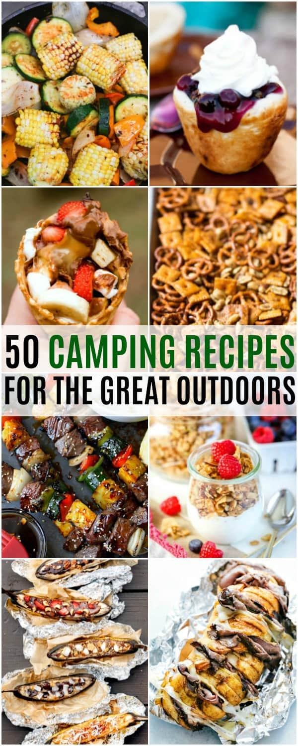 vertical collage of camping recipes