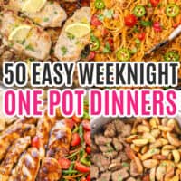 collage of 4 one pot dinner recipes with text overlay