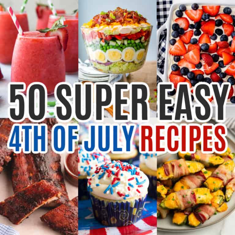 square image of six 4th of juyl recipes with text overlay