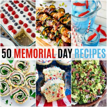 square collage of 50 memorial day recipes