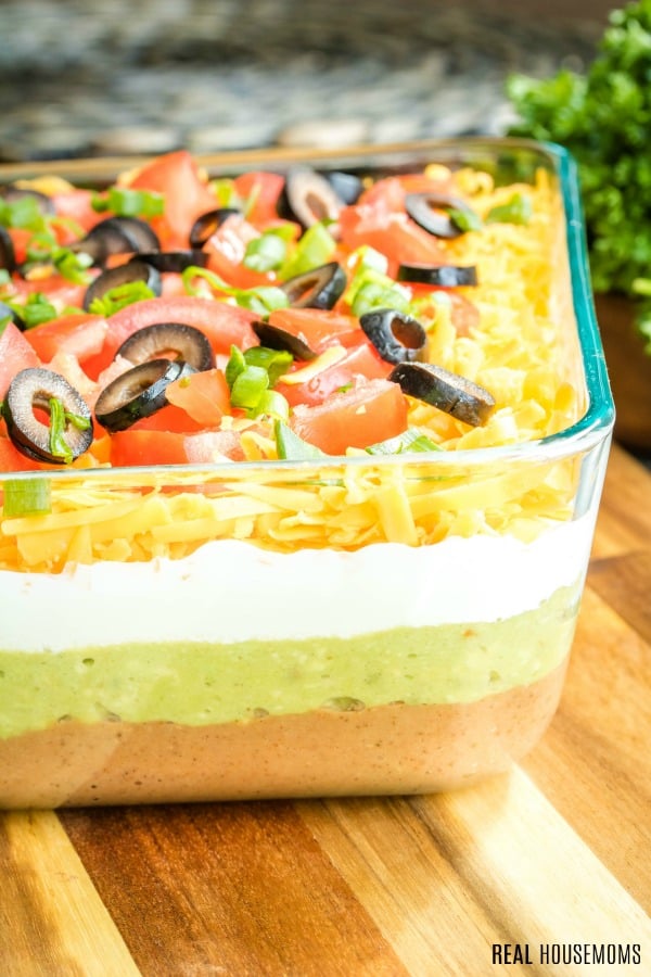 side view of 7 layer dip showing all layers