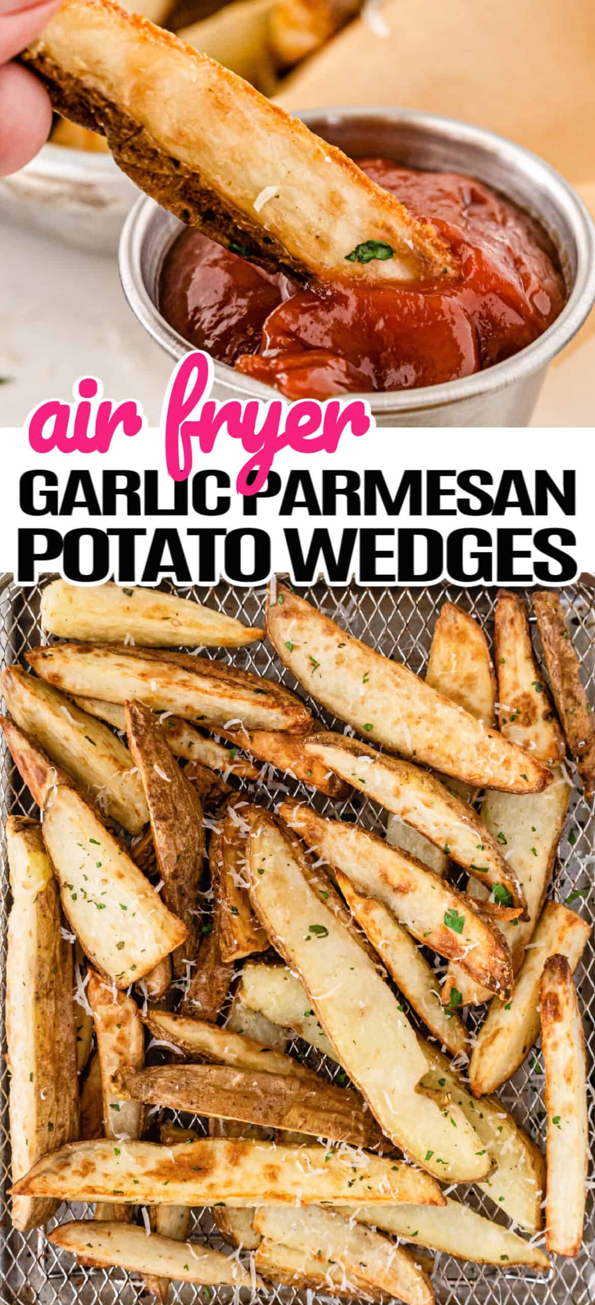 Air Fryer Garlic Parmesan Potato Wedges ⋆ Real Housemoms