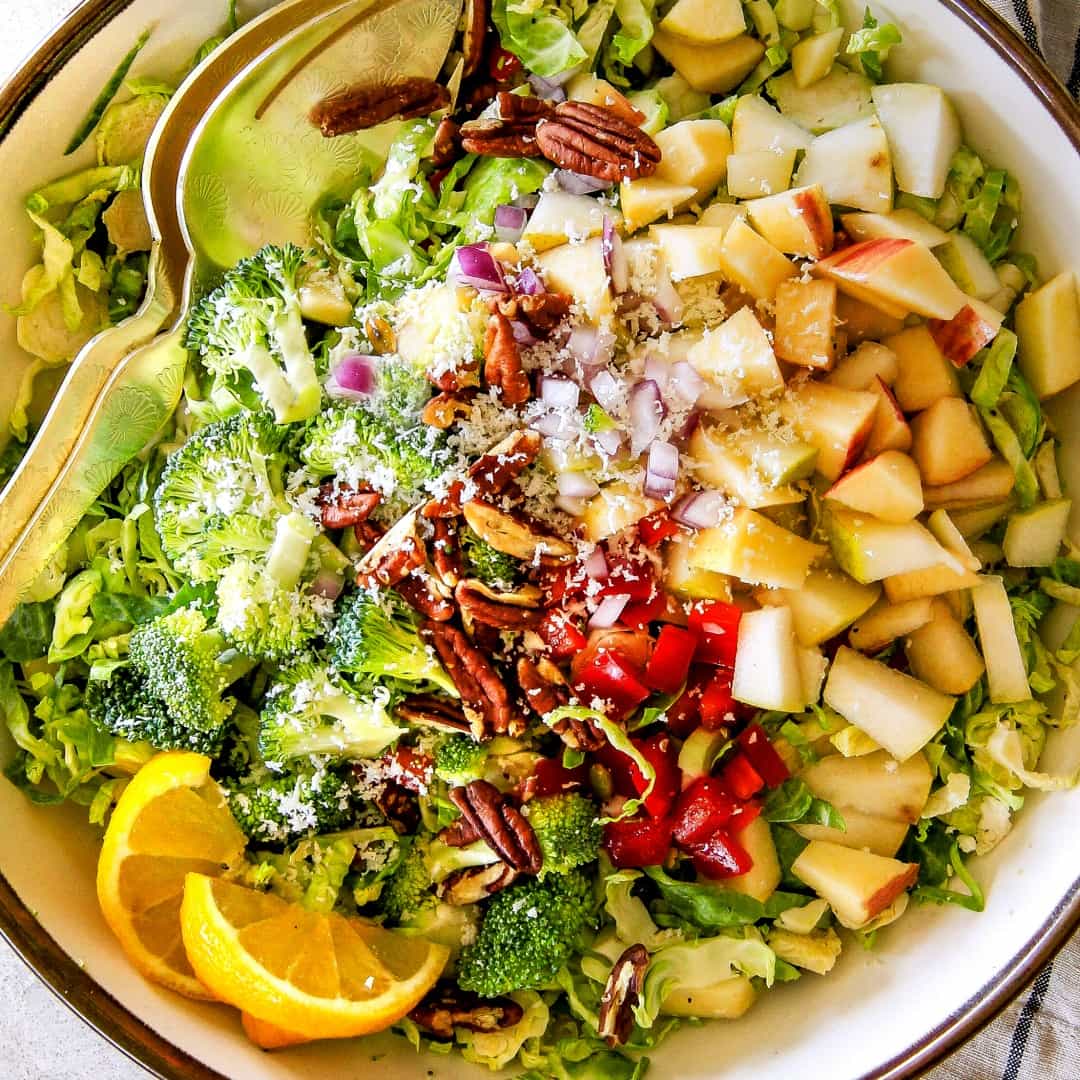 Wonderfully crunchy, satisfying Apple Pecan Brussels Sprouts Salad is a perfect harmony of flavor and texture all doused in to-live-for bright and refreshing Lemon Poppy Seed Dressing!