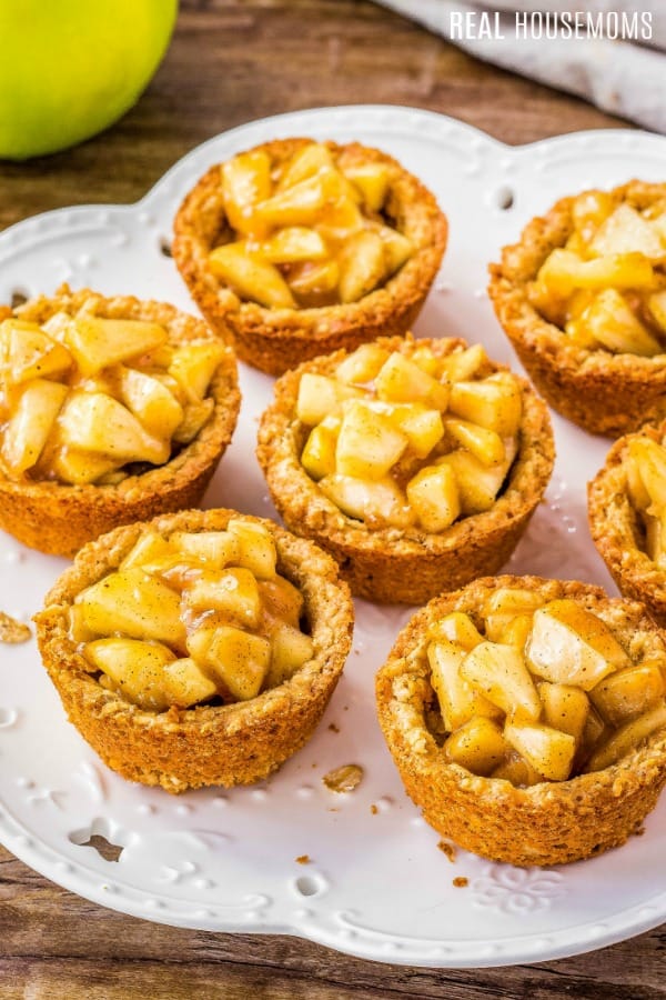 apple pie cookie cups on a serving platter