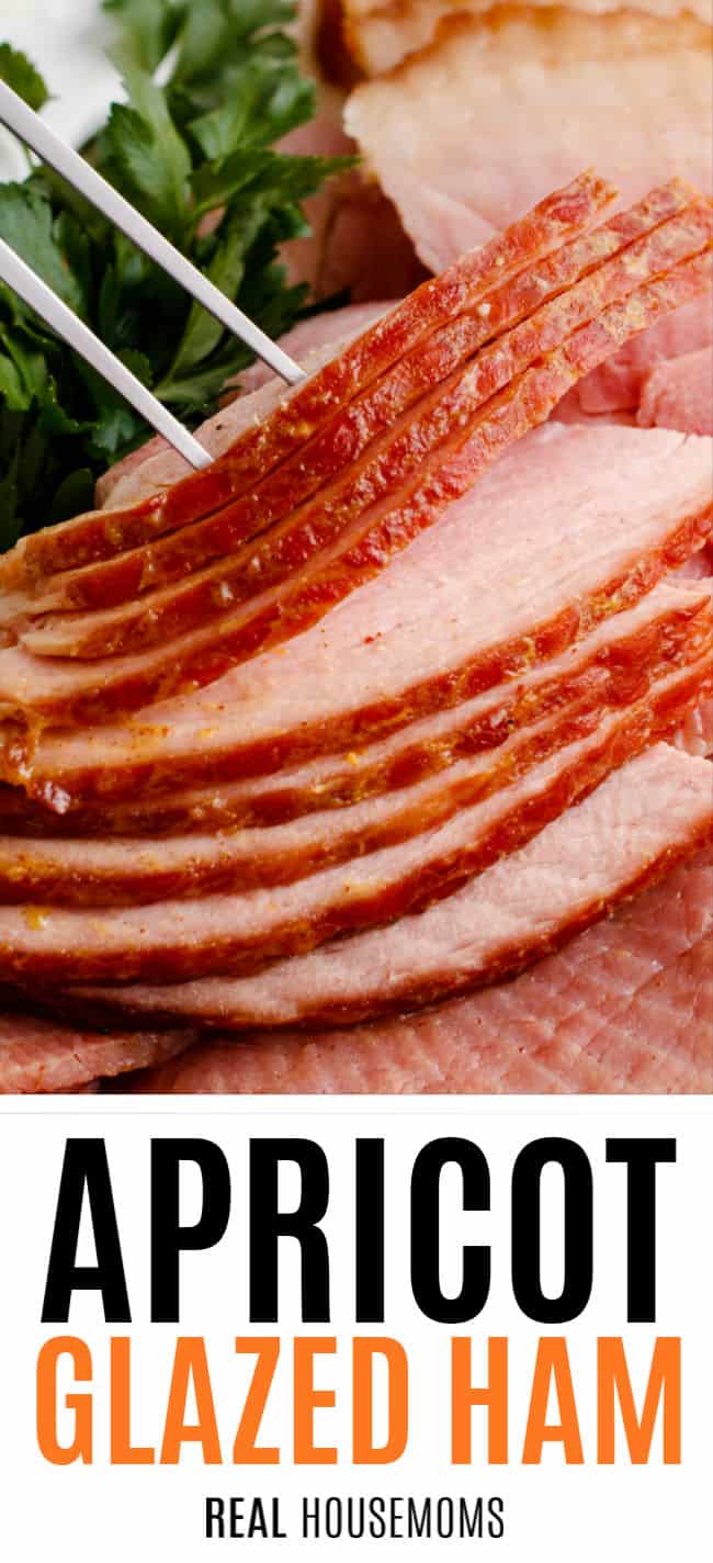 slices of ham on a serving fork