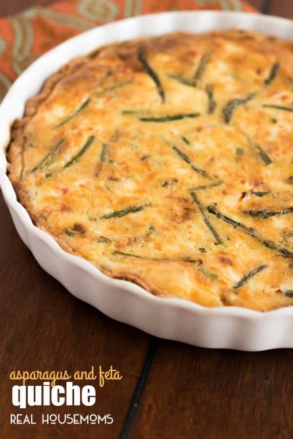 This simple & savory ASPARAGUS AND FETA QUICHE is perfect for a spring brunch or light dinner!