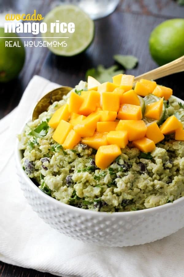 Creamy AVOCADO MANGO RICE is the most addictingly delicious Mexican side that makes every meal better or just add some chicken for a complete dinner!