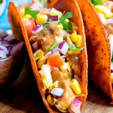 These BBQ Ranch Chicken Tacos are a quick and easy dinner recipe for busy weeknights! Barbecue meets Mexican in this family favorite meal!