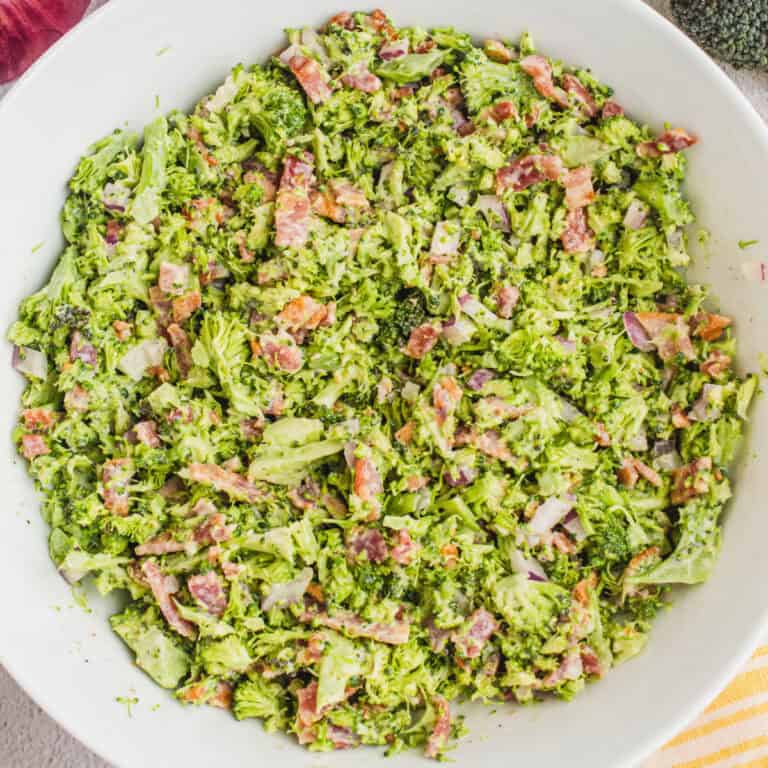 bowl of bacon broccoli slaw