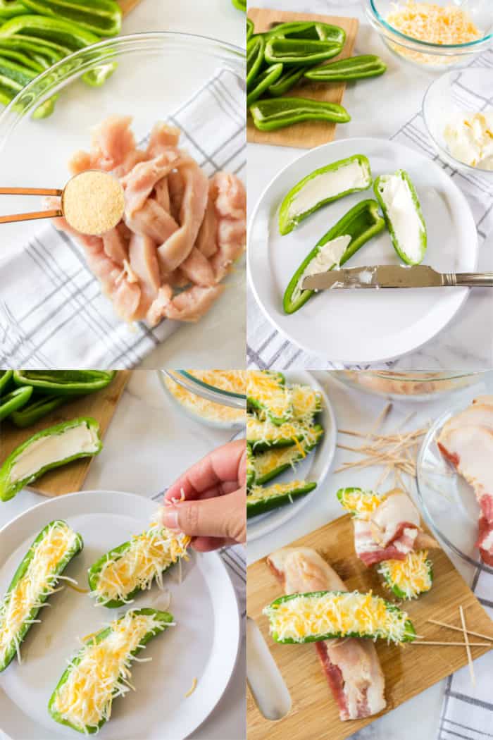 steps to make bacon wrapped chicken jalapeno poppers