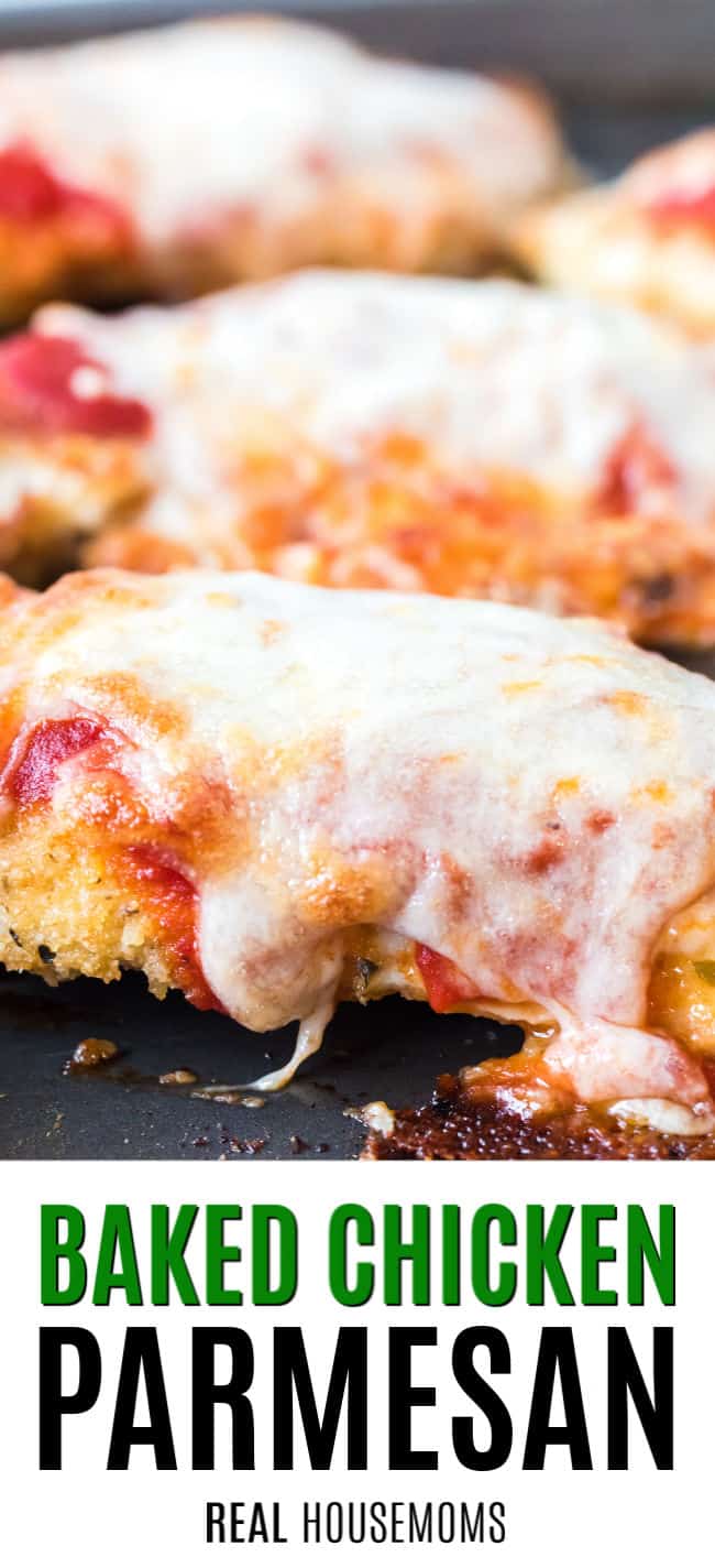 baked chicken parmesan with melted mozzarella cheese
