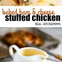 This Baked Ham and Cheese Stuffed Chicken is EPIC! Chicken breast stuffed with ham and cheese, then baked to juicy perfection and served with a simple yet wickedly delicious Mustard Cream Sauce. This is stellar for a quick midweek meal!
