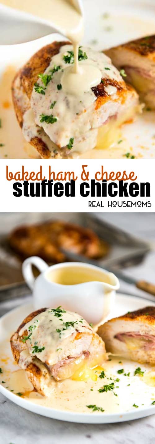 EASY Baked Ham and Cheese Stuffed Chicken with Video