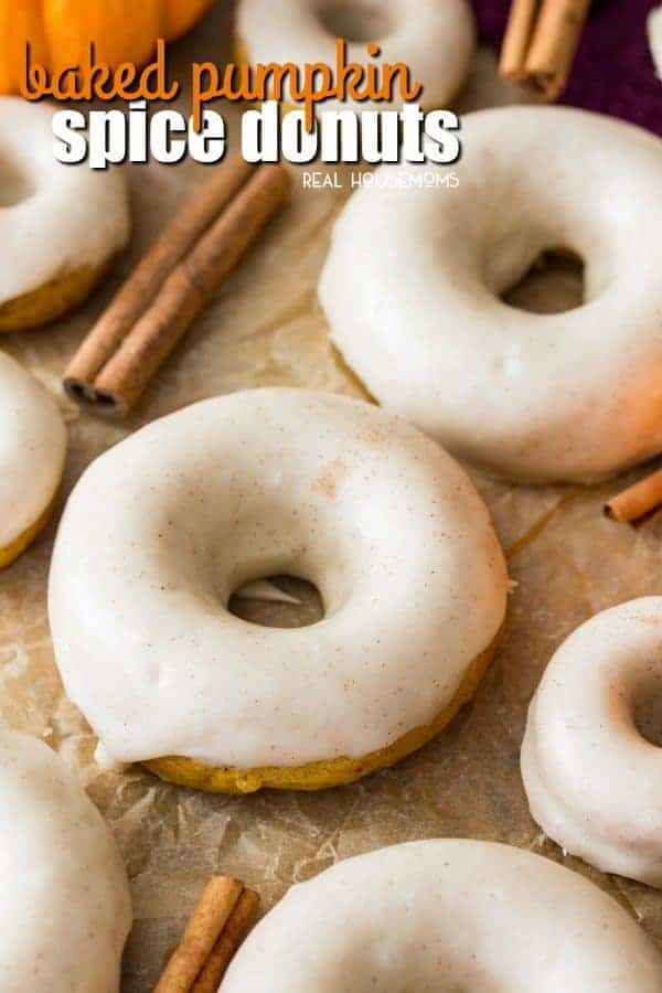 Soft and fluffy Pumpkin Spice Donuts covered in a buttery, seasonally spiced glaze frosting!  These donuts are baked, not fried, for a slightly lighter breakfast treat!