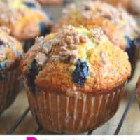 BLUEBERRY MUFFINS ON A RACK