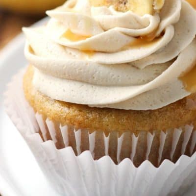 BANANA CUPCAKES WITH SALTED CARAMEL FROSTING are homemade goodness. Lovely enough for special occasions, but easy enough for everyday treats!