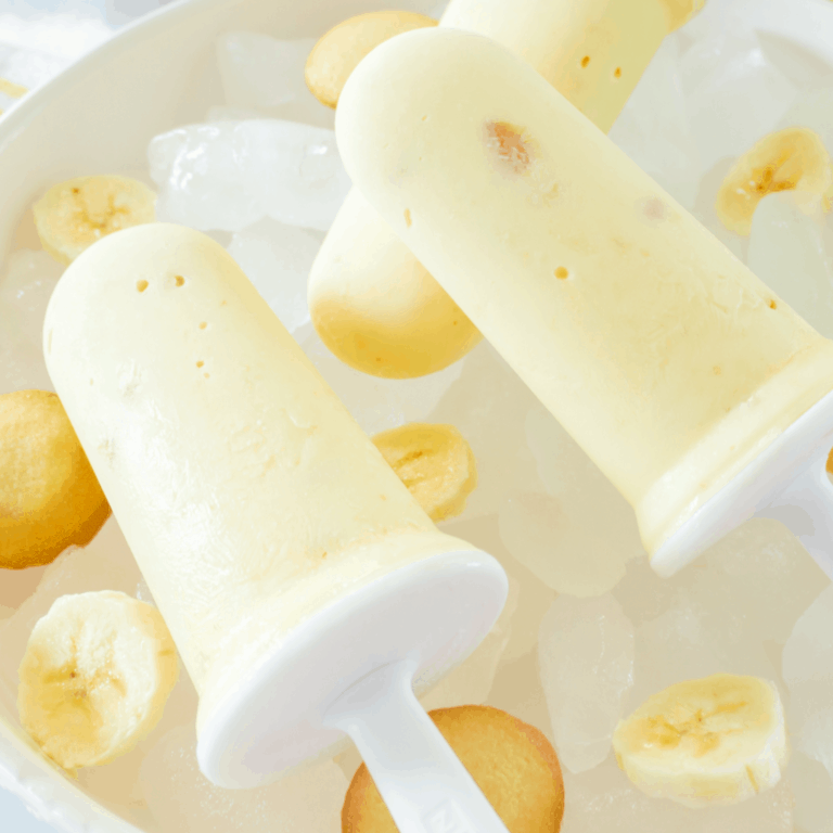 Grab just 4 ingredients and make these Banana Pudding Yogurt Pops now. They’re healthy, easy-to-make, and so delicious!
