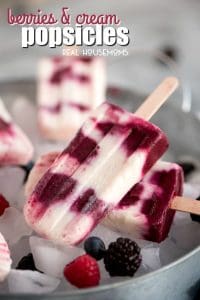 Cool down this summer with these sweet, refreshing, and healthy Berries & Cream Popsicles!