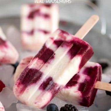 Cool down this summer with these sweet, refreshing, and healthy Berries & Cream Popsicles!