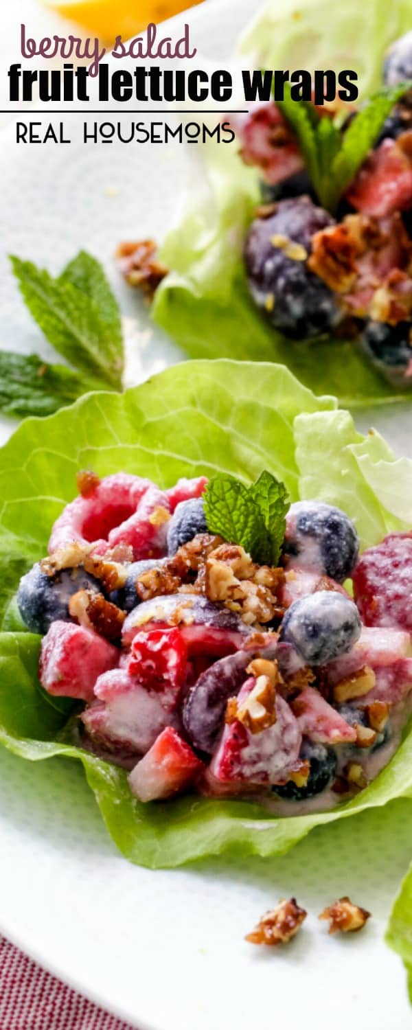 BERRY SALAD FRUIT LETTUCE WRAPS are one of the BEST ways to eat fruit salad! This dish tastes indulgently gourmet but takes minutes to whip up!