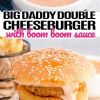 top is a picture of the yum yum sauce bottom pic is a close up of big daddy double cheeseburger