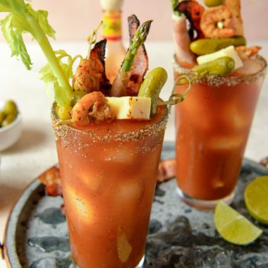 Every Sunday brunch deserves to start off with a hearty, fully loaded Bloody Mary! Spicy tomato juice, vodka, and all kinds of crazy garnishes make this cocktail the ultimate "crazy weekend" Instagram photo!