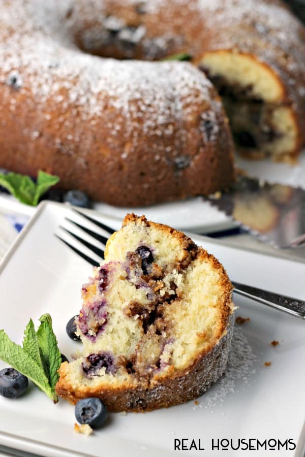 BLUEBERRY BUTTERMILK COFFEE CAKE is a delightfully moist cake bursting with fresh blueberries and a cinnamon pecan filling! You'll want to bake one up immediately to go with your next cup of coffee!