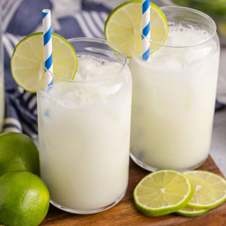 square image of two glasses of brazilian lemonade